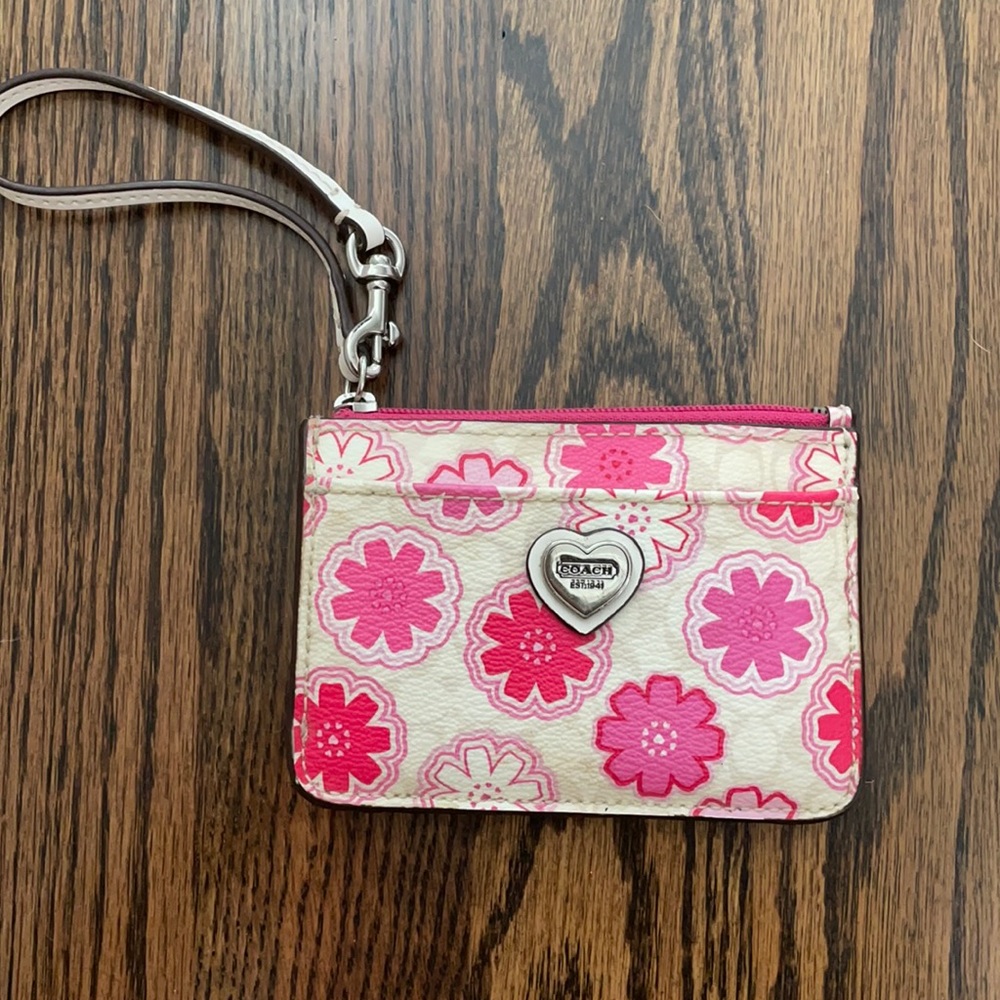 Coach White Multicolor Signature Floral ID Wallet